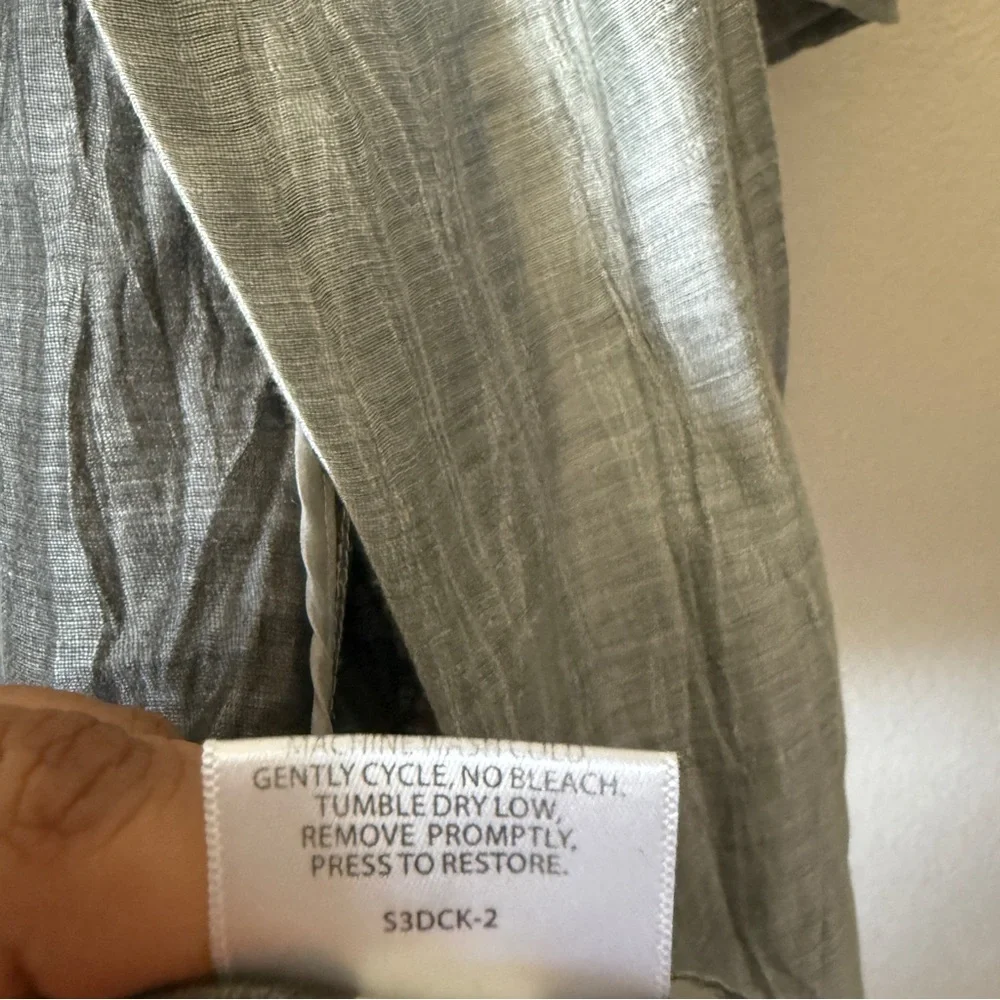 Eileen Fisher Linen Crinkle Grey Women's Top Jacket Sz XL - Picture 4 of 11